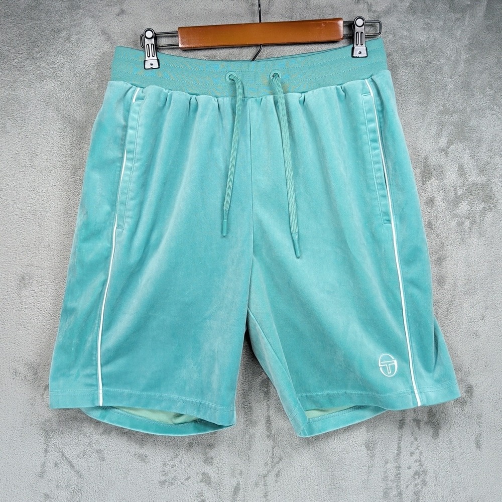 Sergio Tacchini Shorts Men's Size M Velour Sovana Track Aquamarine Green
